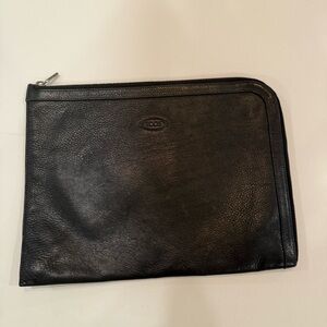 Tods Leather Zip Around Tablet / Documents Case Black Tod’s